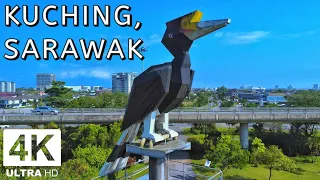 Aerial Cinematic  of Sarawak Hornbill Statue with Relaxing Music