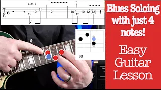 Play the blues using just 4 notes in Gm - blues guitar lesson