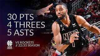 Mikal Bridges 30 pts 4 threes 5 asts vs Rockets 22/23 season