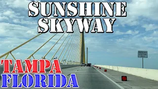 Sunshine Skyway Bridge - Tampa Bay Area - Florida - 4K Infrastructure Drive