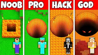 Minecraft Battle: NOOB vs PRO vs HACKER vs GOD! LAVA TUNNEL BASE HOUSE BUILD CHALLENGE in Minecraft