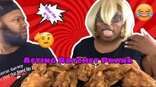 ACTING RATCHET TO SEE HOW MY BOYFRIEND REACTS MUKPRANK  & CHINESE CHICKEN WINGS MUKBANG