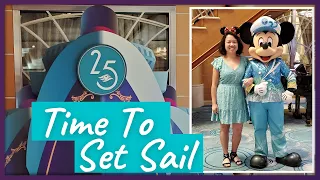 Day 1-Disney Magic Cruise Silver Anniversary at Sea Vlog | Embarkation, Sail A Wave Party, Merch