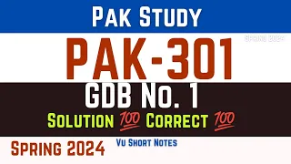 PAK301 - Pakistan Studies GDB Solution Spring 2024 || pak301 GDB Solution