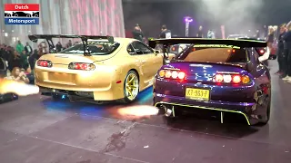 Modified Cars & Supercars Revving at Car Show - NSX, Aventador SVJ, TopSecret Supra, Regera, RX7,..