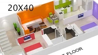 20X40 House plan 3d view by nikshail