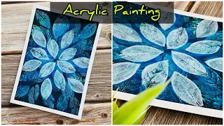 Acrylic Painting With Leaf | Simple Leaf Printing Technique | Leaves painting Tutorial