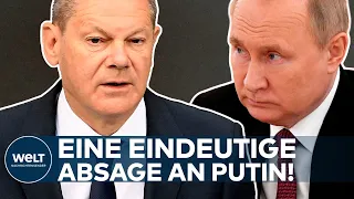 OLAF SCHOLZ: Eindeutige Absage an Putin! "Einen Diktatfrieden wird es nicht geben" I WELT Dokument