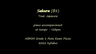 Sakura (B1) | ABRSM Grade 1 Flute 2022 | piano accompaniment | at tempo 92bpm