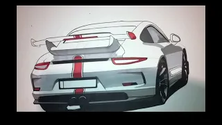 Realistic car drawing - Porsche gt3RS time lapse