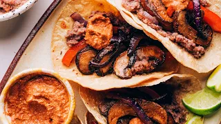 Portobello Fajita Tacos with Chipotle Pecan Pesto | Minimalist Baker Recipes