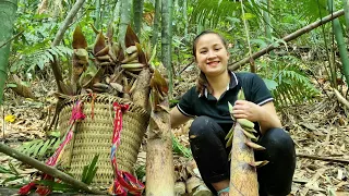 FULL VIDEO 50 days: harvesting bamboo shoots, wild tubers to bring to the market to sell ,daily life