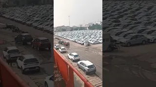 car loading on roro carrier ship  at Chennai..!!