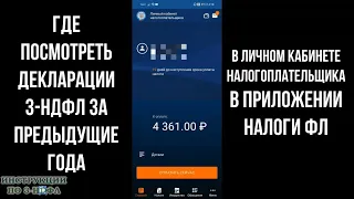 Как посмотреть, скачать декларацию 3-НДФЛ за предыдущий год в приложении налоги ФЛ в личном кабинете