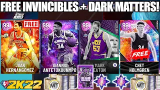 NEW FREE INVINCIBLES AND FREE DARK MATTERS! FREE ENDGAME PACKS! EASY FREE MT IN NBA 2K22 MYTEAM