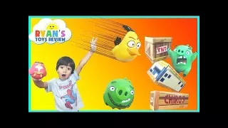 HUGE Angry Birds Vinyl Knockout Playset Toys for kids with Giant Jenga Block Family Fun Game - Tv AV