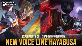 New Voice Line Hayabusa | Experiment 21 & Shadow Of Obscurity | Mobile Legends Bang Bang