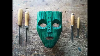 Carving Jim Carrey Mask / Loki Mask / ASMR Wood Carving