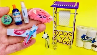 13 DIY MINIATURE BATHROOM ACCESSORIES for BARBIE - HACKS and CRAFTS