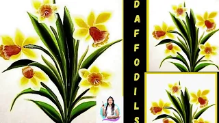 Learn to paint  Daffodils |One Stroke Painting #daffodils #dailypainting #flowers #painting #shital