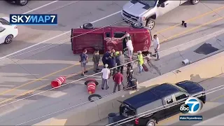 AMAZING RESCUE: Good Samaritans rescue driver of overturned pickup truck | ABC7