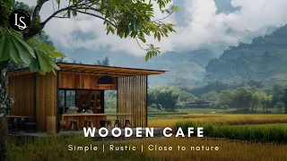 A Rustic-Modern Oasis: Wooden Cafe Nestled in Rice Fields