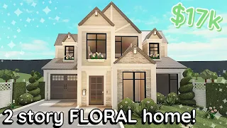 17k Floral Soft Bloxburg House Build: 2 Story Exterior Tutorial