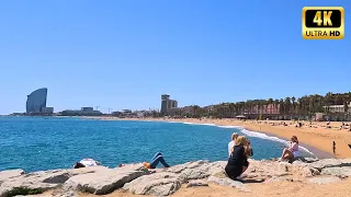 Walking tour Barcelona | 🏖️  BEACH WALK | Spain | A spring walk in Barcelona on Sunny day.  [4K]