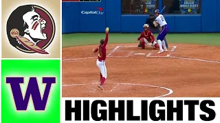 #3 Florida State vs Washington Highlights | College Softball World Series | 2023 College Softball