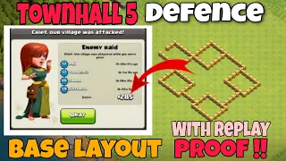 Townhall 5 Defence base layout 2020 ( With replay proofs ) | Clash of Clans Th5 war base |