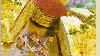 Pistachio Cake//کیک پسته دار باکریم قیماق 💚💚💚💚💚💚