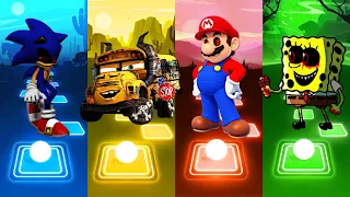Sonic exe VS SpongeBob exe VS Mario exe VS Cars 3 || TilesHop EDM Rush