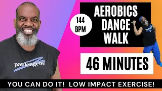 Low Impact Aerobics Dance Walk Workout | 46 Minutes BPM 144 | Old School Moves | You Can Do This!