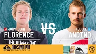 John John Florence vs. Kolohe Andino - Semifinals, Heat 1 - Quiksilver Pro Gold Coast 2019