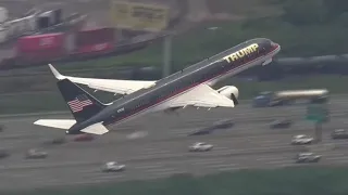 Trump takes off to go to DC