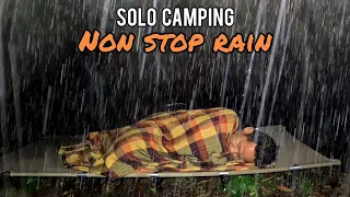 SOLO CAMPING HEAVY RAIN - STRUGGLE TO SET UP A TENT IN NON STOP RAIN - ASMR