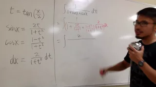 weierstrass substitution, integral of 1/(1+sin(x)+cos(x))