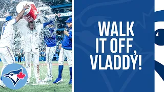 Vladimir Guerrero Jr. gets SOAKED after first career walk-off!