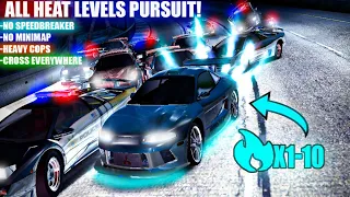 All 10 HARDCORE Heat Levels Pursuit! | NFS Carbon