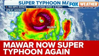 Mawar Restrengthens Into Super Typhoon West Of Guam