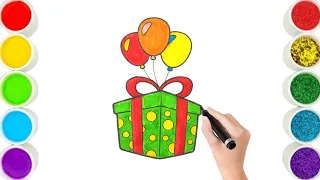 Let’s draw and paint gift 🎁 and balloons 🎈|| easy painting for kids  ||@children_choice