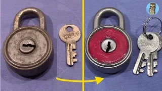 (picking 585) DELTA '70 padlock from Poland made a little nicer [ kind of padlock restoration ]