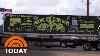 Truck Convoy Arriving In D.C. To Protest COVID-19 Mandates