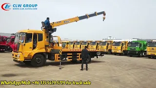 Dongfeng 4x2 10 Tons Tilt Tray Hydraulic Platform Flat Bed Tow Wrecker Towing Truck with XCMG Crane