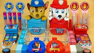 Chase vs Marshall Paw Patrol! Mixing Makeup,Eyeshadow,Glitter into Slime! Most Satisfying Slime ASMR