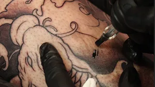 Japanese Tattoo Real Time | Lining and Shading | Koi and Waves