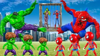 FAMILY HULK VS FAMILY SHARK SPIDERMAN 4 Rescue She Hulk, Spider Girl, Super-Girl | LIVE ACTION STORY