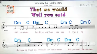 Somebody that I used to  know/Gotye💋노래방, 가라오케, 코드 큰 악보,반주,가사💖Karaoke, Sheet Music, Chord, MR