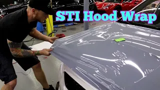 Vinyl Wrap A Subaru STI Hood In Gloss Nardo Grey