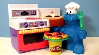 PLAY DOH Chef Cookie Monster Eating Letter Lunch Pizza From Play-Doh Meal Making Kitchen Baking Toy